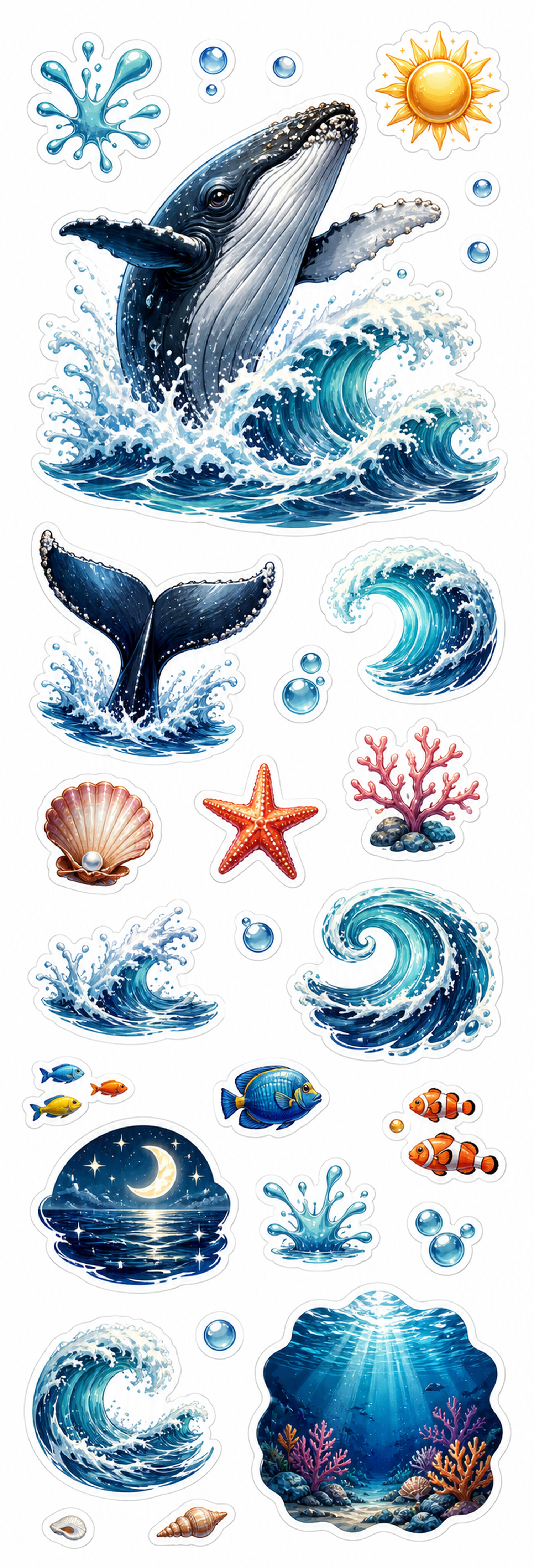 Humpback Whale Ocean Scene Type C sticker sheet review artwork